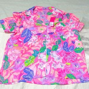 New Lilly Pulitzer®Pajama Pink Isle Short Sleeve Top& shorts set.